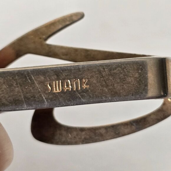 Vintage Swank Tie Clip Letter B Initials Monogram Metallic Retro MCM 1.5 inch - Picture 6 of 7